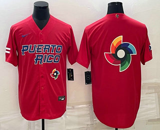 Mens Puerto Rico Baseball 2023 Red World Baseball Big Logo With Patch Classic Stitched Jersey->2023 world baseball classic->MLB Jersey
